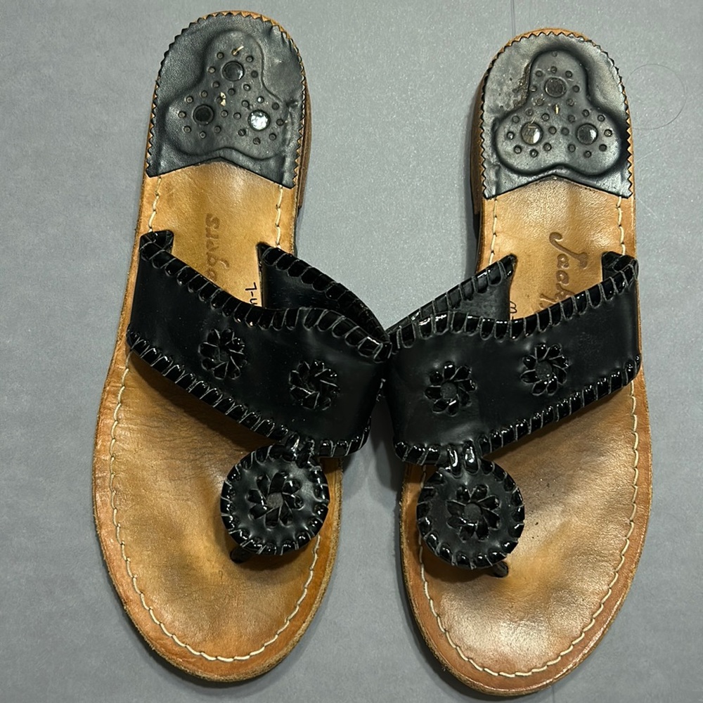 Jack Rogers Black Samdals SZ 7.5